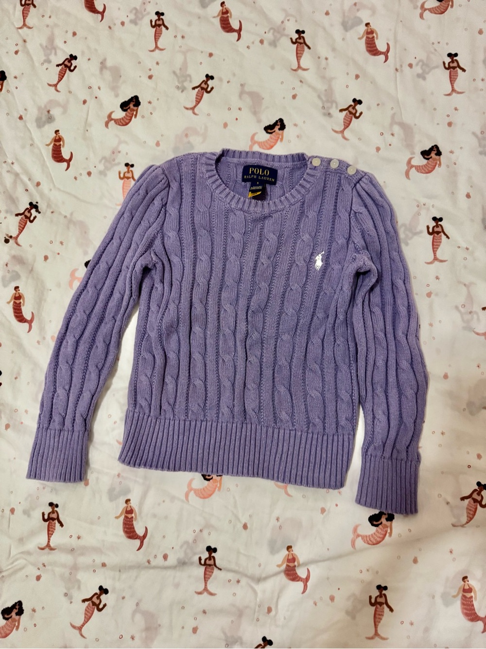 Polo by Ralph Lauren Lavender Cable-Knit Crewneck Sweater